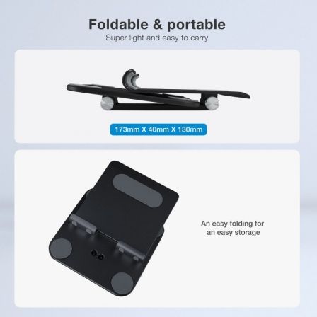 Tooq Soporte Plegable para Tablet con Ajuste de Ángulo, Hasta 13 Pulgadas, Color Negro